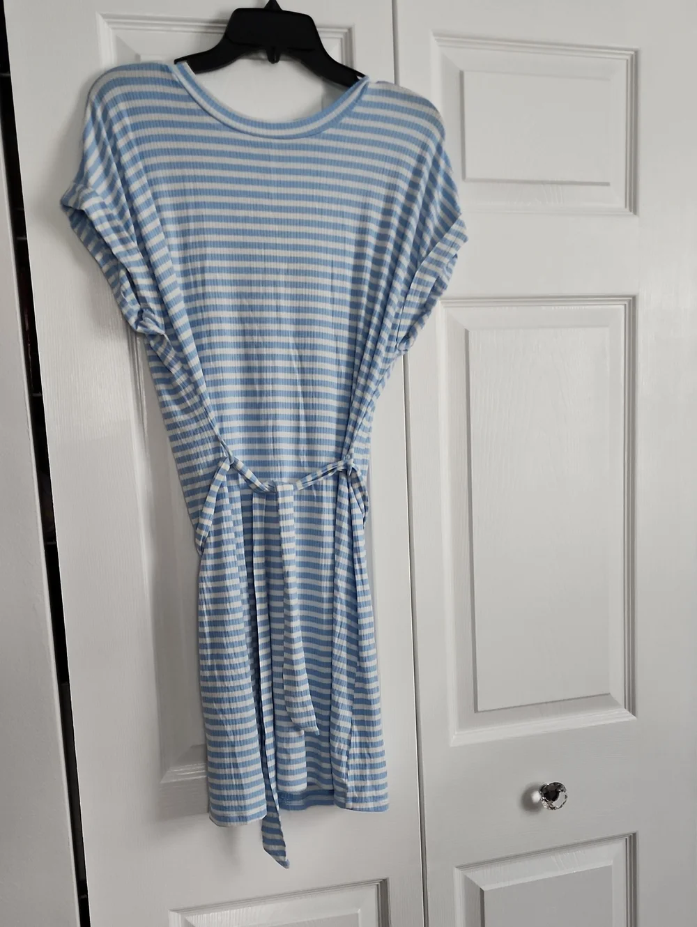 Lily White Light Blue and White Striped Mini Dress - Picture 1 of 4